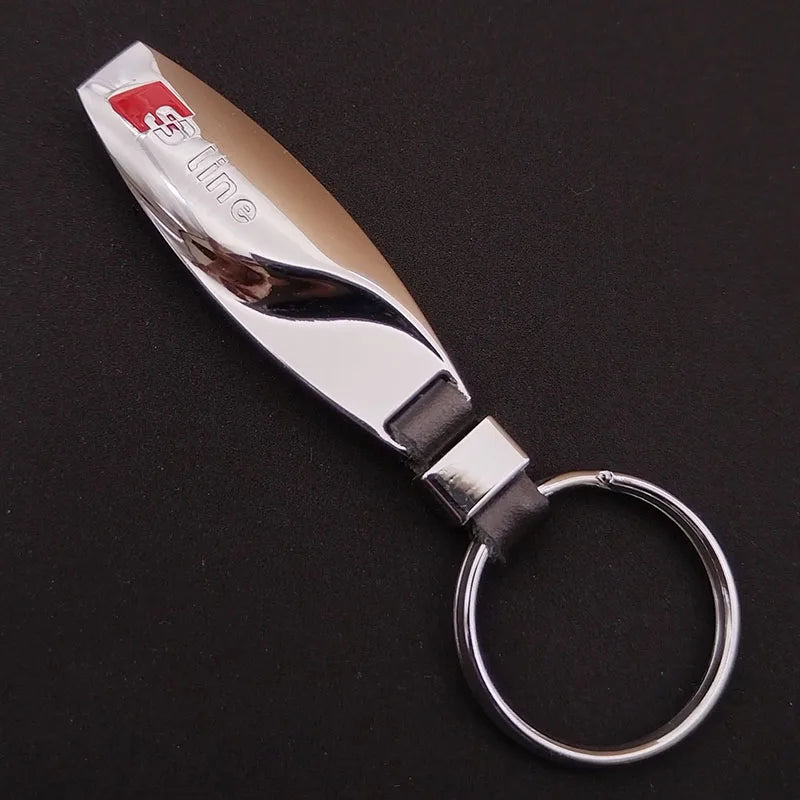 Leather Metal Keyring Logo Car Keychain for Audi A3 A4 A5 A6 A7 A8 A1 A2 Q3 Q4 Q5 Q7 S3 S4 S5 S6 S7 TT S Line Auto Accessories
