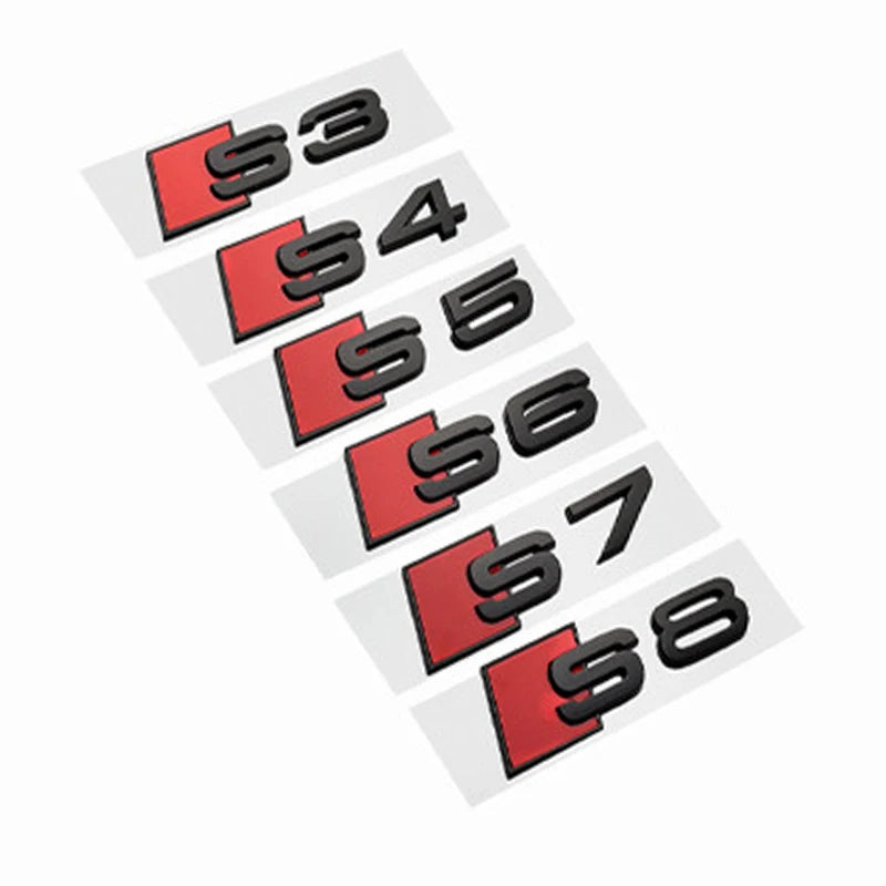 3D ABS Black Car Rear Trunk Emblem Badge Decal for S3 S4 S5 S6 S7 S8 Logo Sticker Accrssorie