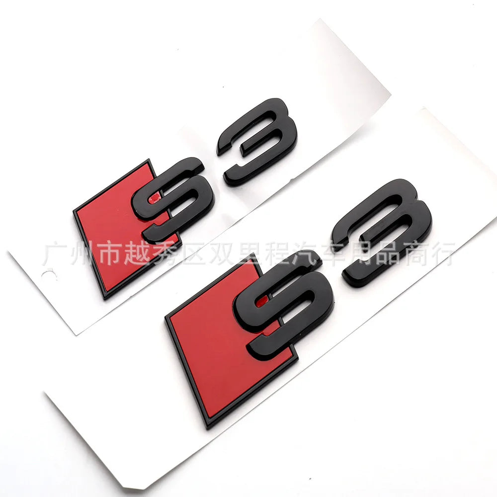 3D ABS Black Car Rear Trunk Emblem Badge Decal for S3 S4 S5 S6 S7 S8 Logo Sticker Accrssorie