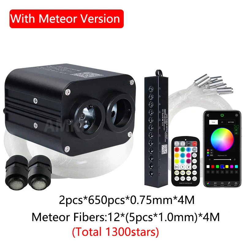20W Dual Port Twinkle Car Starry Sky Ceiling Light APP Music Control Fiber Optic Light Led Star Roof Interior Atmosphere Light