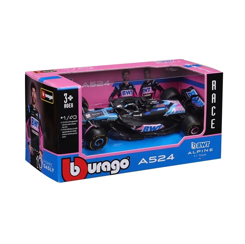 New 2024 B F1 1:43 Bwt Alpine A524 Two Color Blue Pink Alloy Miniature Diecast Model #10 #31 Formula Car Model Toys Gift