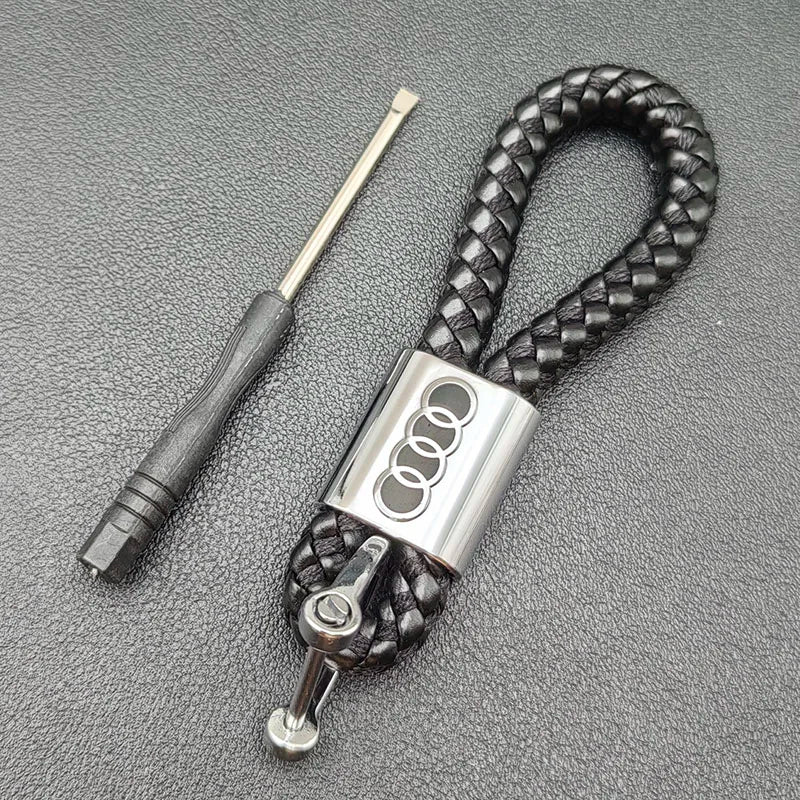 Leather Metal Keyring Logo Car Keychain for Audi A3 A4 A5 A6 A7 A8 A1 A2 Q3 Q4 Q5 Q7 S3 S4 S5 S6 S7 TT S Line Auto Accessories