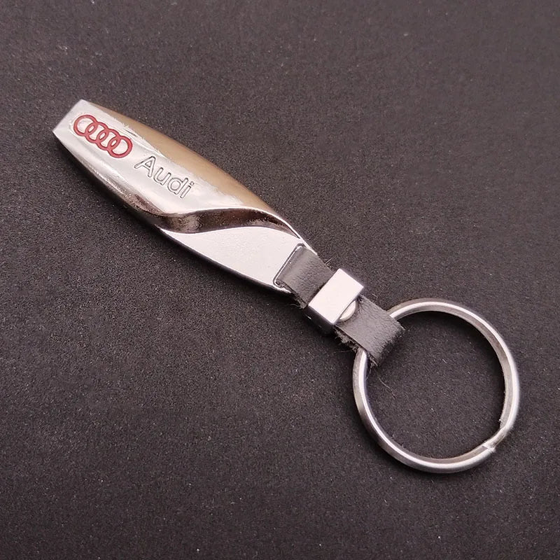 Leather Metal Keyring Logo Car Keychain for Audi A3 A4 A5 A6 A7 A8 A1 A2 Q3 Q4 Q5 Q7 S3 S4 S5 S6 S7 TT S Line Auto Accessories