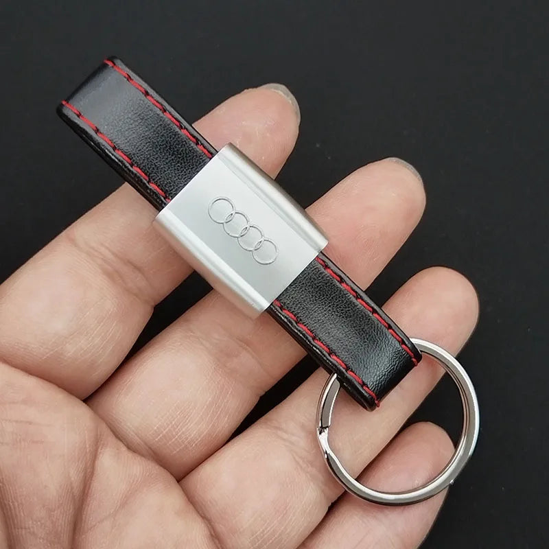 Leather Metal Keyring Logo Car Keychain for Audi A3 A4 A5 A6 A7 A8 A1 A2 Q3 Q4 Q5 Q7 S3 S4 S5 S6 S7 TT S Line Auto Accessories