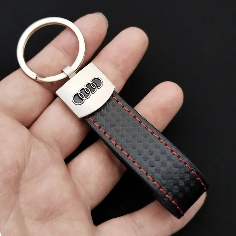 Leather Metal Keyring Logo Car Keychain for Audi A3 A4 A5 A6 A7 A8 A1 A2 Q3 Q4 Q5 Q7 S3 S4 S5 S6 S7 TT S Line Auto Accessories