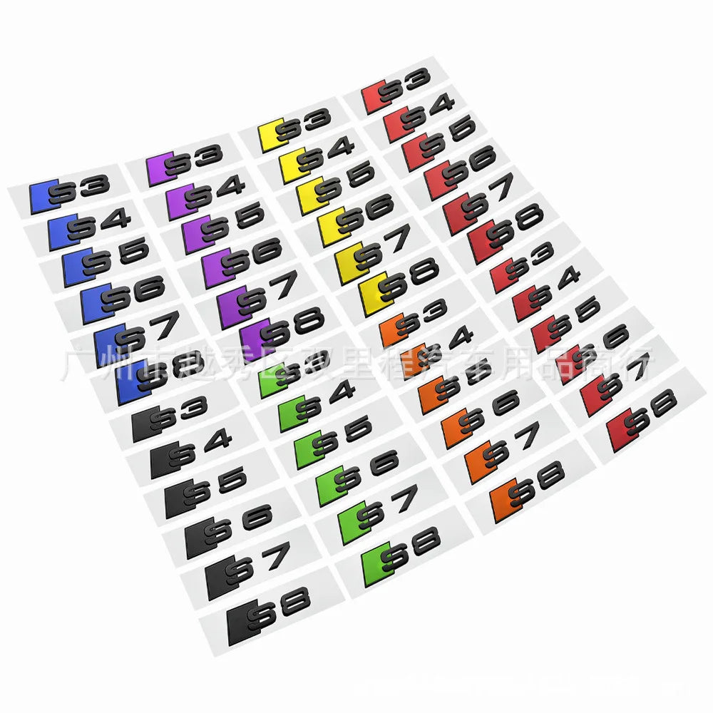 3D ABS Black Car Rear Trunk Emblem Badge Decal for  S3 S4 S5 S6 S7 S8 Logo Sticker Accrssorie