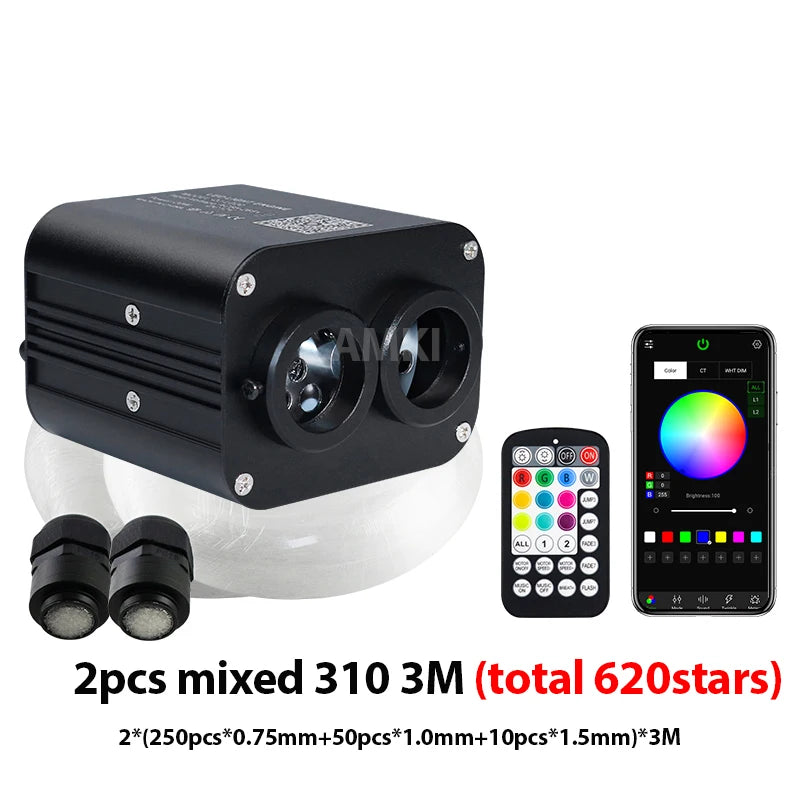 20W Dual Port Twinkle Car Starry Sky Ceiling Light APP Music Control Fiber Optic Light Led Star Roof Interior Atmosphere Light