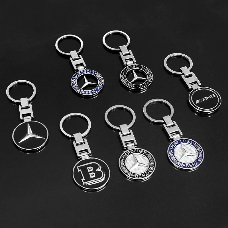 Car Emblem Keychain Metal Key Ring Accessories for Brabus Mercedes Benz AMG Smart W205 C300 W203 W206 W108 W124 W126 W140