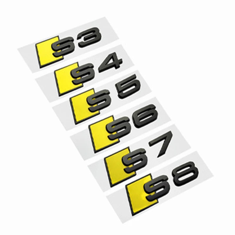 3D ABS Black Car Rear Trunk Emblem Badge Decal for  S3 S4 S5 S6 S7 S8 Logo Sticker Accrssorie