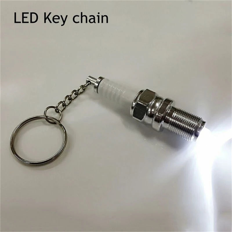 Casual Fashion LED Key Chain Spark Plug Key Chain Keychain Car Parts Keyring Keychain Marvel Drive Safe Key Chain