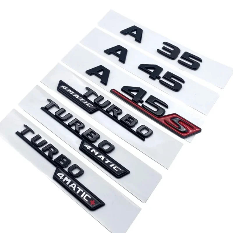 3D ABS Chrome Black Logo A35S A45S Emblem Letters Badge Car Sticker for Mercedes Benz A45S AMG W176 W177 Accessories​