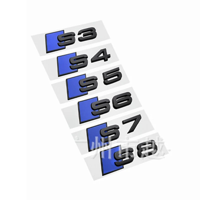 3D ABS Black Car Rear Trunk Emblem Badge Decal for  S3 S4 S5 S6 S7 S8 Logo Sticker Accrssorie