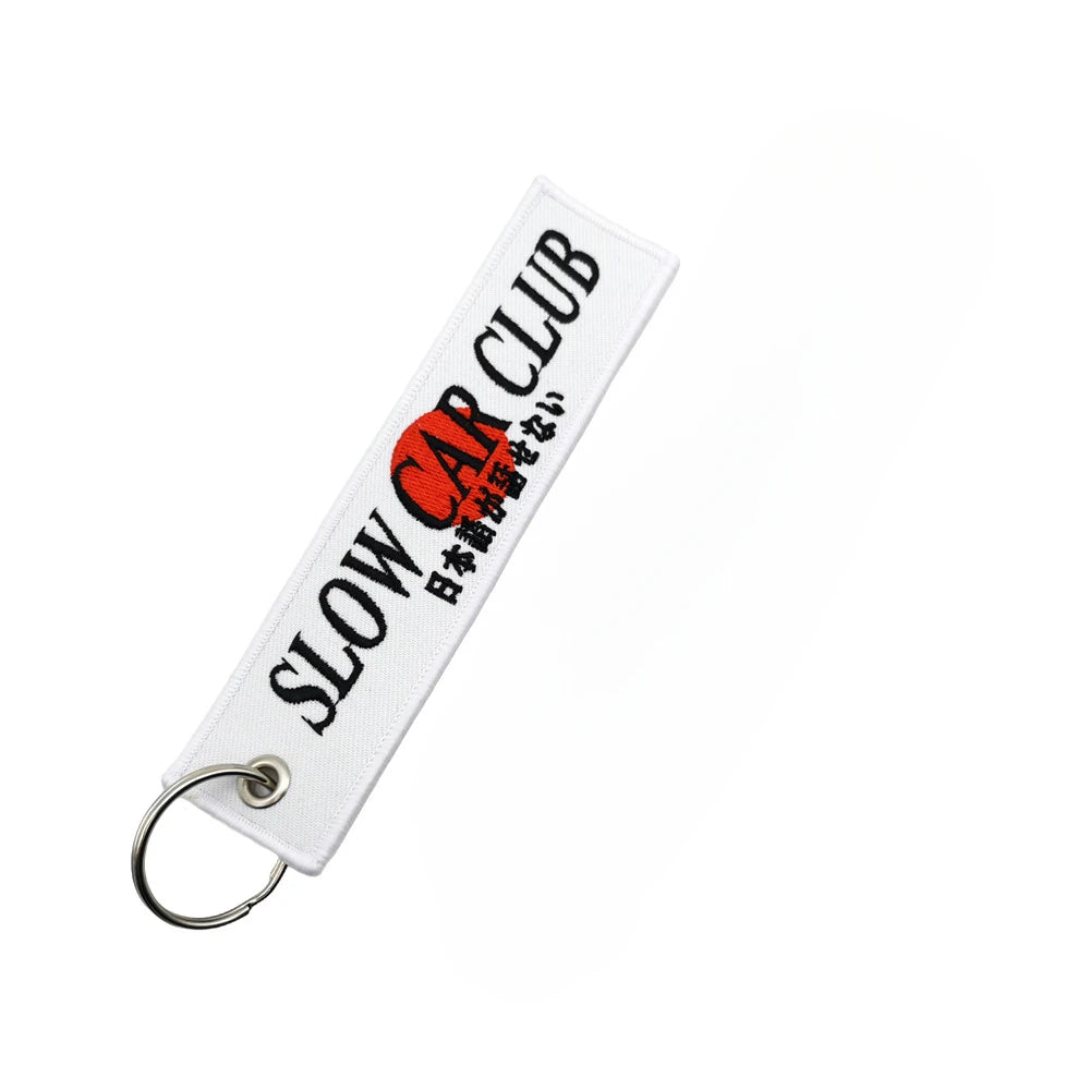 New JDM Racing Japan Keyring Embroidered Nylon Fabric Keychain Moto Keychain Car Key Tags for Nos Initial D Hokkaido Waves
