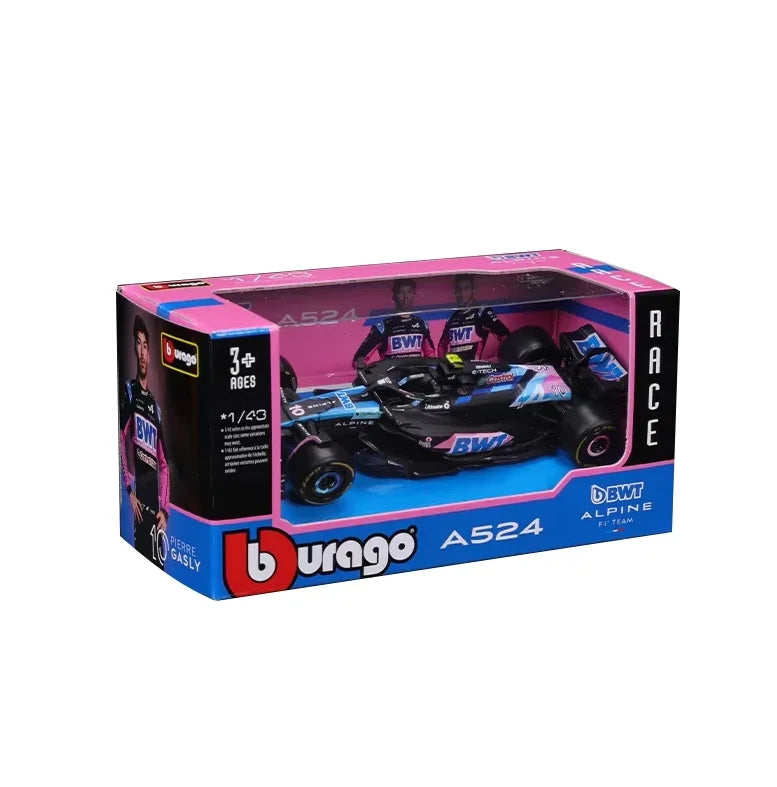 New 2024 B F1 1:43 Bwt Alpine A524 Two Color Blue Pink Alloy Miniature Diecast Model #10 #31 Formula Car Model Toys Gift