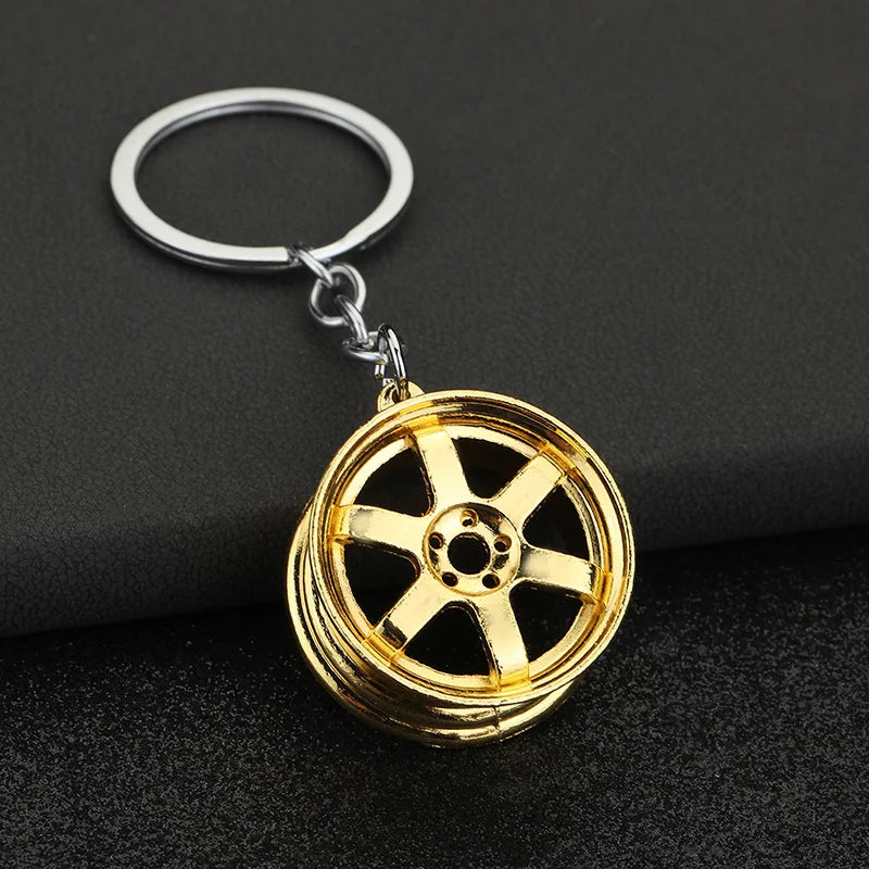 Creative Gear Head Keychain Speed Gearbox Keyring for Car Key Turbo Hub Brake Disc Pendant Shock Absorber Keys Holder Chain Ring