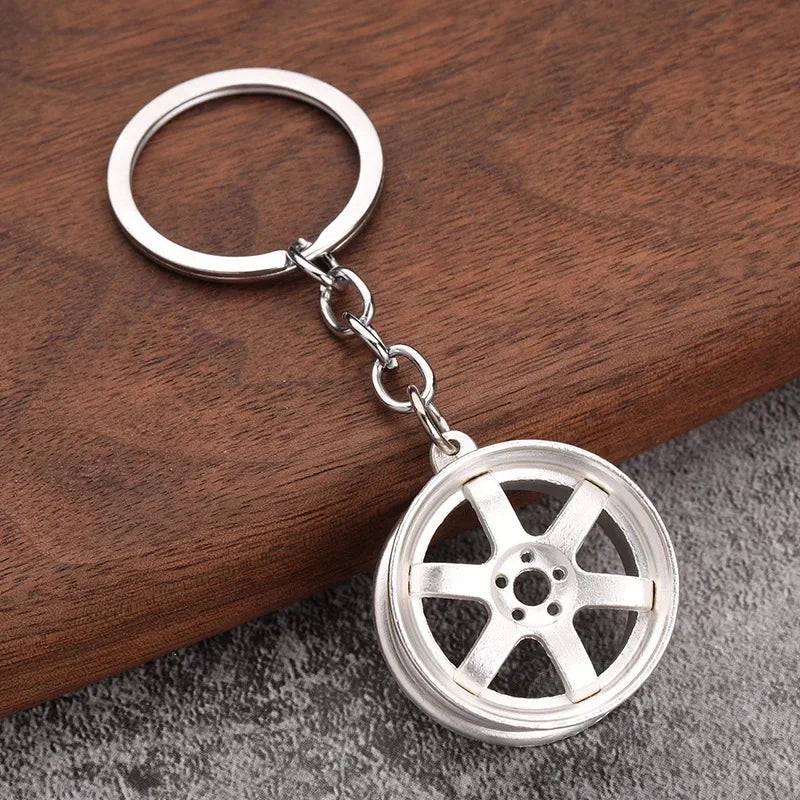 Creative Gear Head Keychain Speed Gearbox Keyring for Car Key Turbo Hub Brake Disc Pendant Shock Absorber Keys Holder Chain Ring