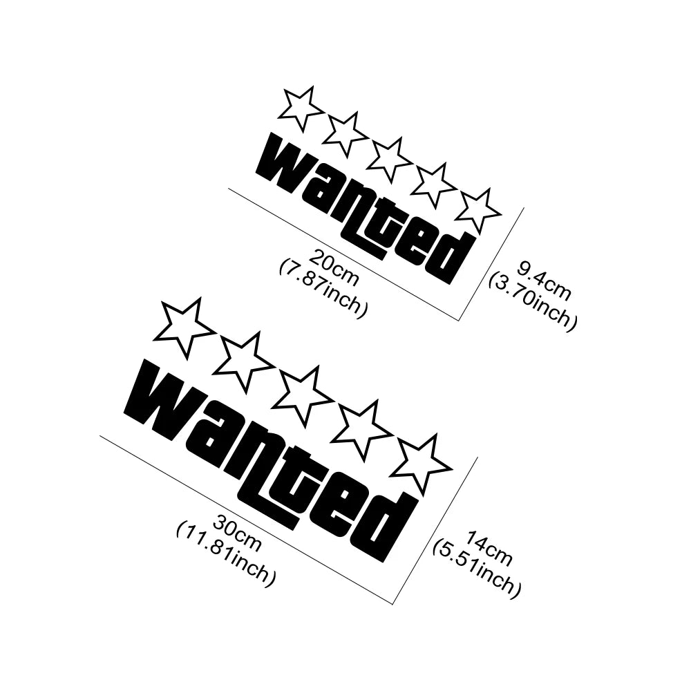 Wanted Laser Car Funny Stickers Auto Vinyl Film GTA Decals for Car Bumper Windows Motorcycle Laptop Walls Car Accessories