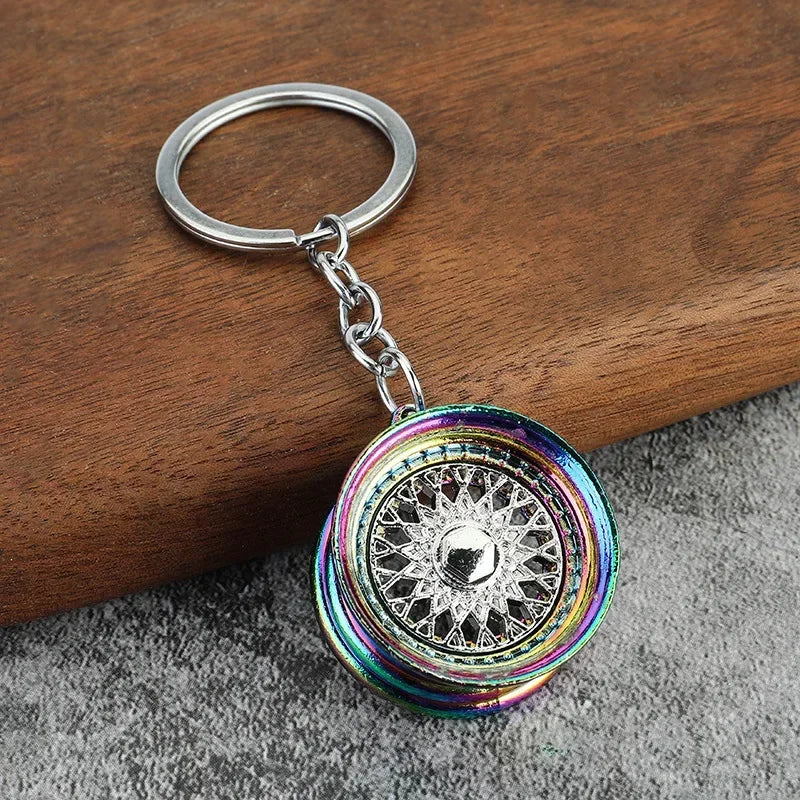 Creative Gear Head Keychain Speed Gearbox Keyring for Car Key Turbo Hub Brake Disc Pendant Shock Absorber Keys Holder Chain Ring