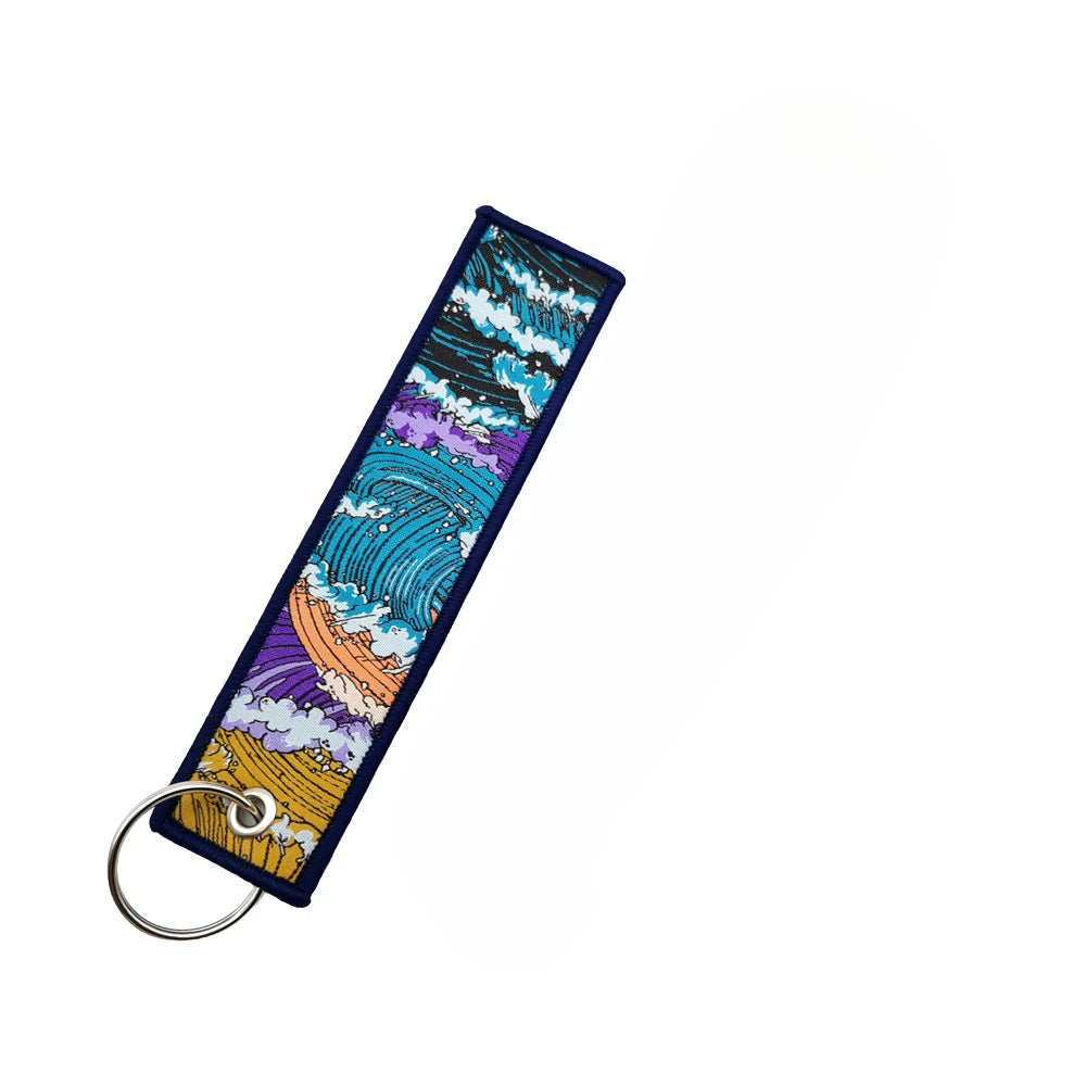 New JDM Racing Japan Keyring Embroidered Nylon Fabric Keychain Moto Keychain Car Key Tags for Nos Initial D Hokkaido Waves