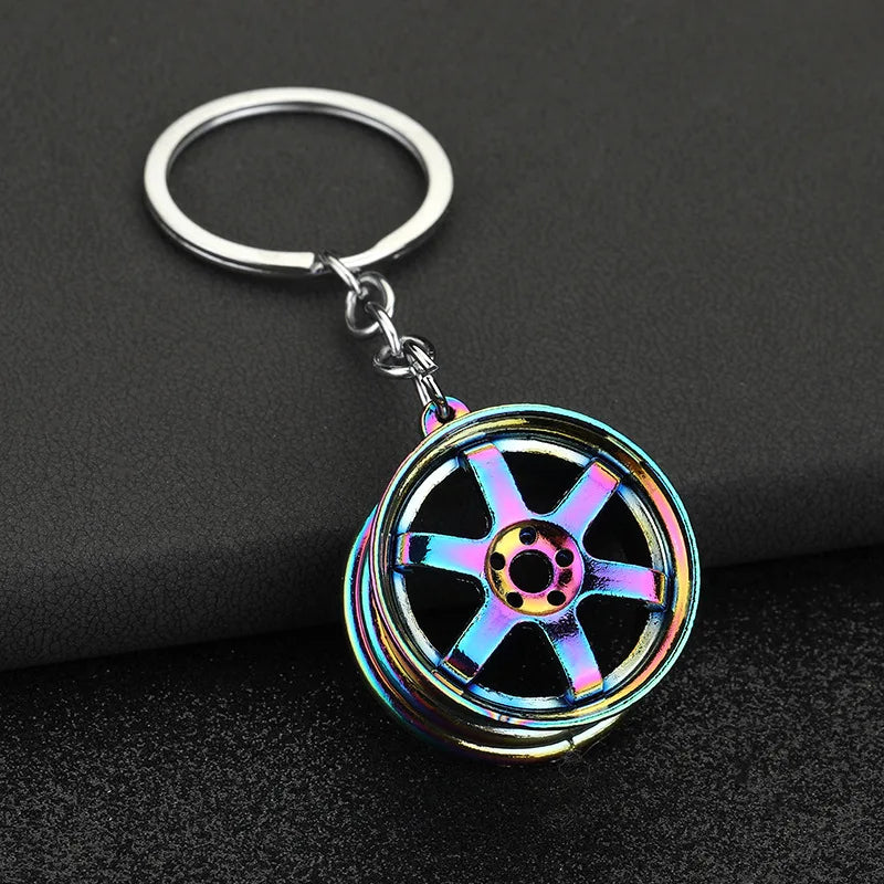 Creative Gear Head Keychain Speed Gearbox Keyring for Car Key Turbo Hub Brake Disc Pendant Shock Absorber Keys Holder Chain Ring