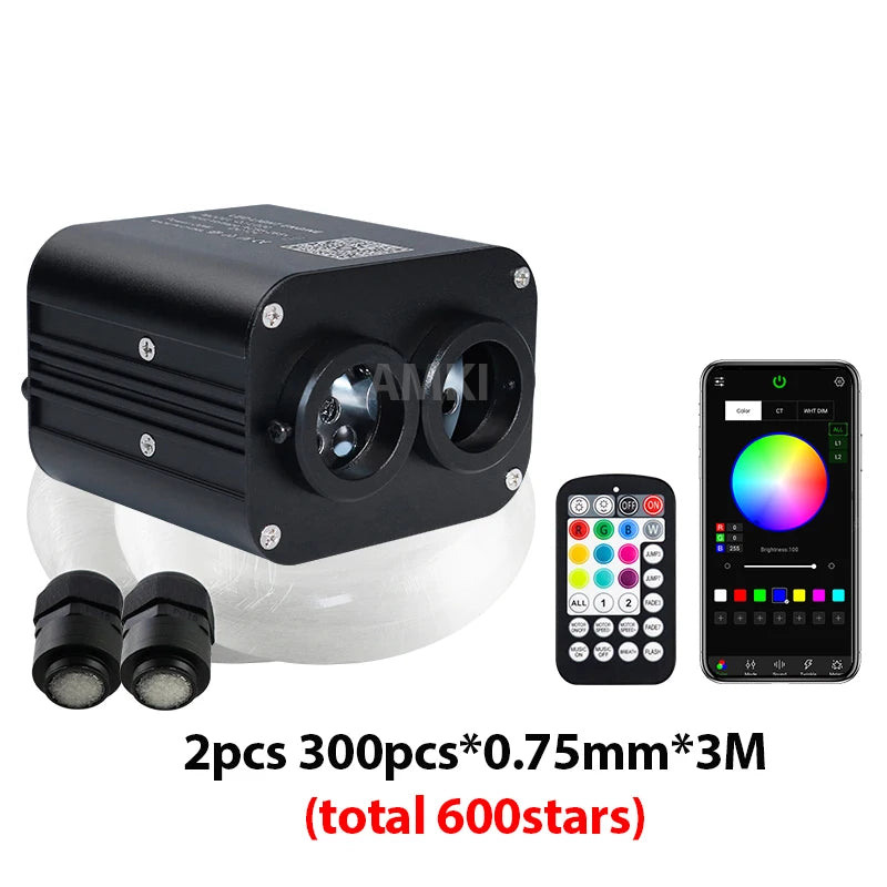 20W Dual Port Twinkle Car Starry Sky Ceiling Light APP Music Control Fiber Optic Light Led Star Roof Interior Atmosphere Light