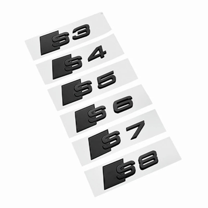 3D ABS Black Car Rear Trunk Emblem Badge Decal for  S3 S4 S5 S6 S7 S8 Logo Sticker Accrssorie
