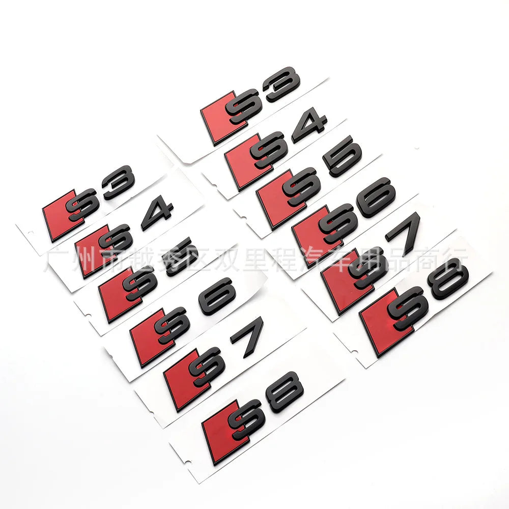 3D ABS Black Car Rear Trunk Emblem Badge Decal for  S3 S4 S5 S6 S7 S8 Logo Sticker Accrssorie
