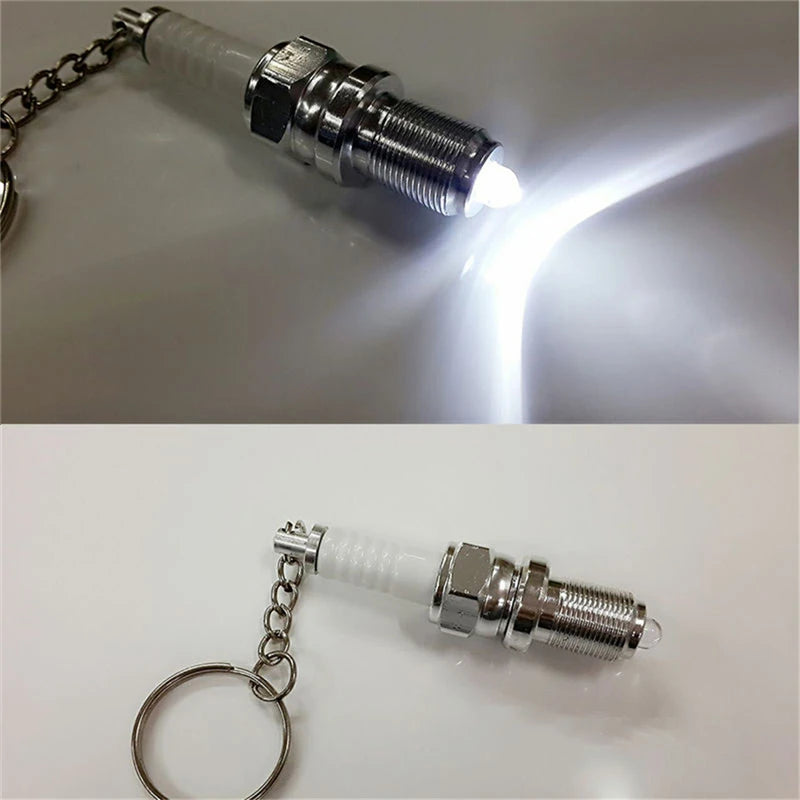 Casual Fashion LED Key Chain Spark Plug Key Chain Keychain Car Parts Keyring Keychain Marvel Drive Safe Key Chain