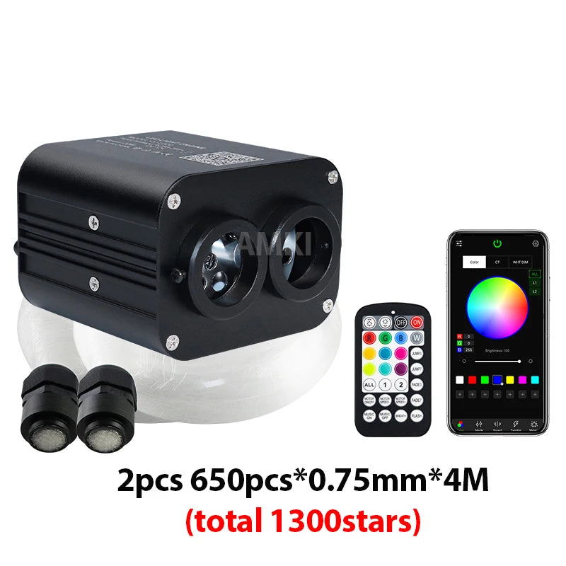 20W Dual Port Twinkle Car Starry Sky Ceiling Light APP Music Control Fiber Optic Light Led Star Roof Interior Atmosphere Light