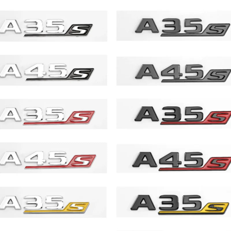 3D ABS Chrome Black Logo A35S A45S Emblem Letters Badge Car Sticker for Mercedes Benz A45S AMG W176 W177 Accessories​